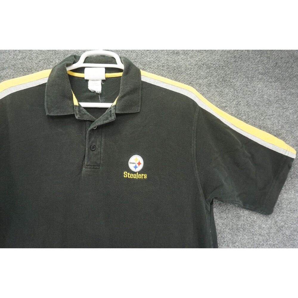 Pittsburgh Steelers Polo Shirt Mens XL Black NFL Team Apparel Short Sleeve